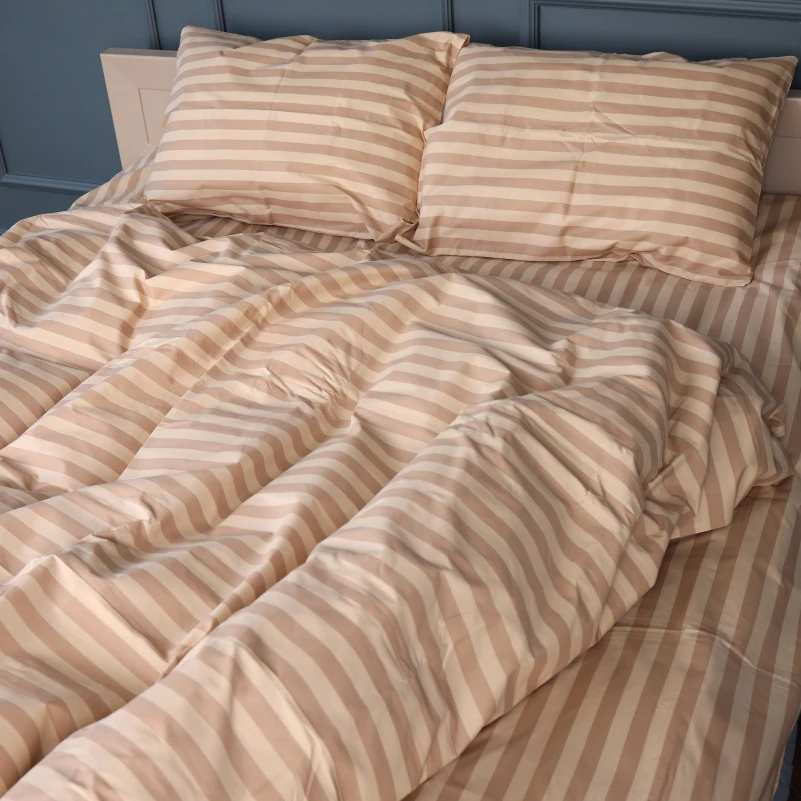Постільна білизна Бязь 17-0610 Stripe Light Brown - 1