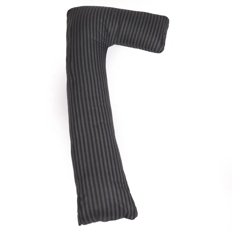Подушка для беременных и отдыха Г-образная №5002 Color Line 17-0611 Stripe Black EcoSilk бязь