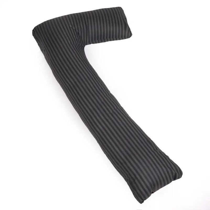 Подушка для беременных и отдыха Г-образная №5002 Color Line 17-0611 Stripe Black EcoSilk бязь - 5