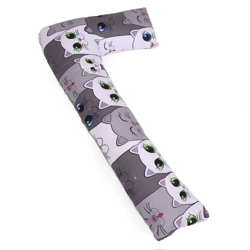 Подушка для беременных и отдыха Г-образная №5011 Color Line 17-0635 Кот Батон Серый EcoSilk бязь - 5