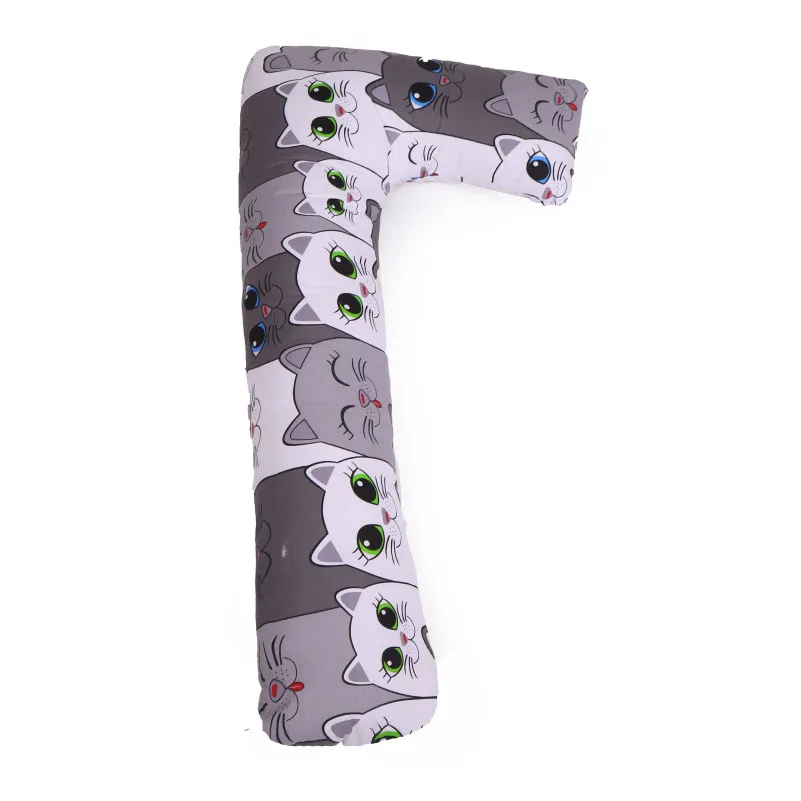 Подушка для беременных и отдыха Г-образная №5011 Color Line 17-0635 Кот Батон Серый EcoSilk бязь
