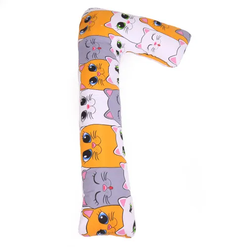 Подушка для беременных и отдыха Г-образная №5013 Color Line 17-0636 Кот батон Оранжевый EcoSilk бязь