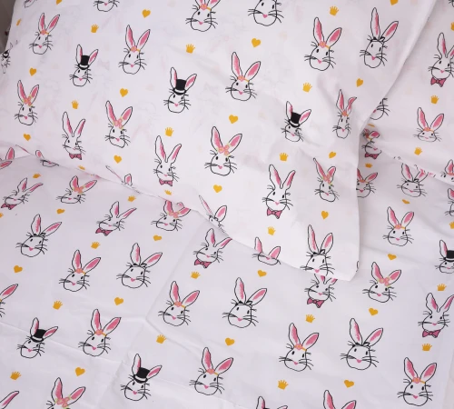 Простирадло MirSon Ranforce Elite 17-0529 Bunnies white - 2