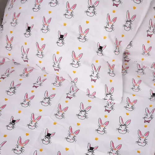 Простынь MirSon Ranforce Elite 17-0529 Bunnies white - 2