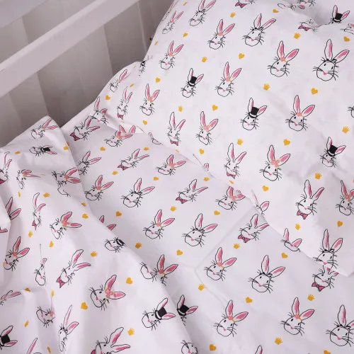 Простынь на резинке (бязь) Kids Time 17-0529 Bunnies white - высота 10 см
