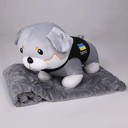 Плед+подушка дитячі №1076 Пес Патрон сірий
