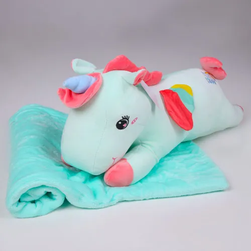 Плед+подушка дитячі №1089 М'ятний Єдиноріг