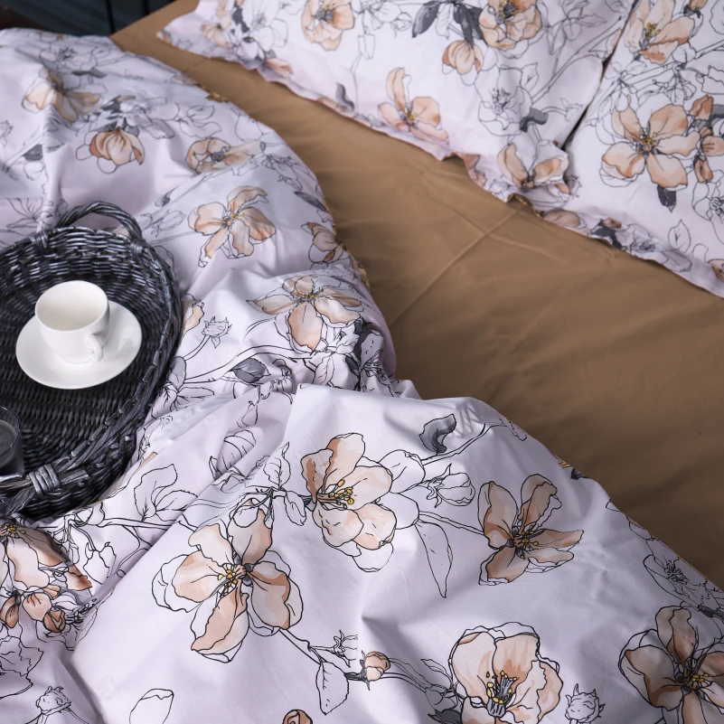 Комплект постільної білизни Поплін 00-2 "Beige Flowers" - 2