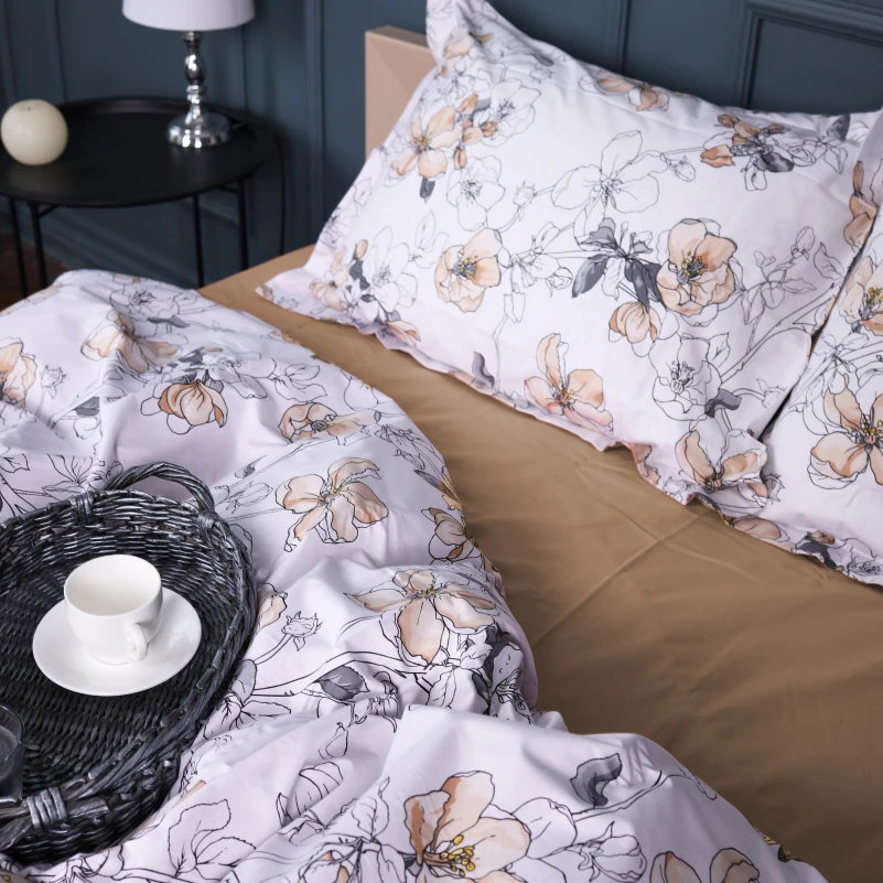 Комплект постільної білизни Поплін 00-2 "Beige Flowers" - 4