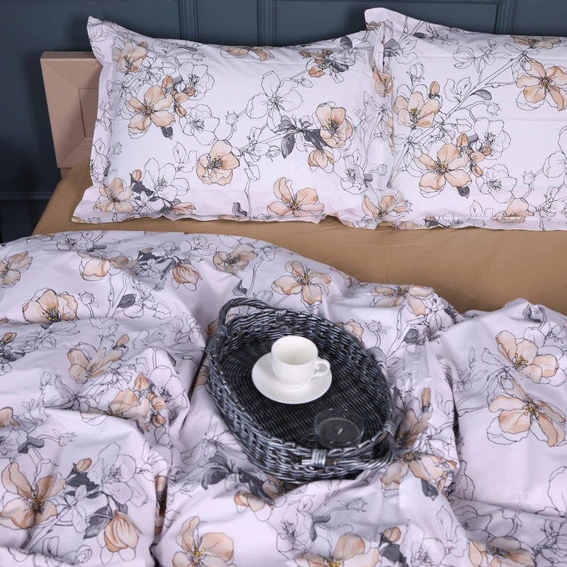 Комплект постільної білизни Поплін 00-2 "Beige Flowers" - 5