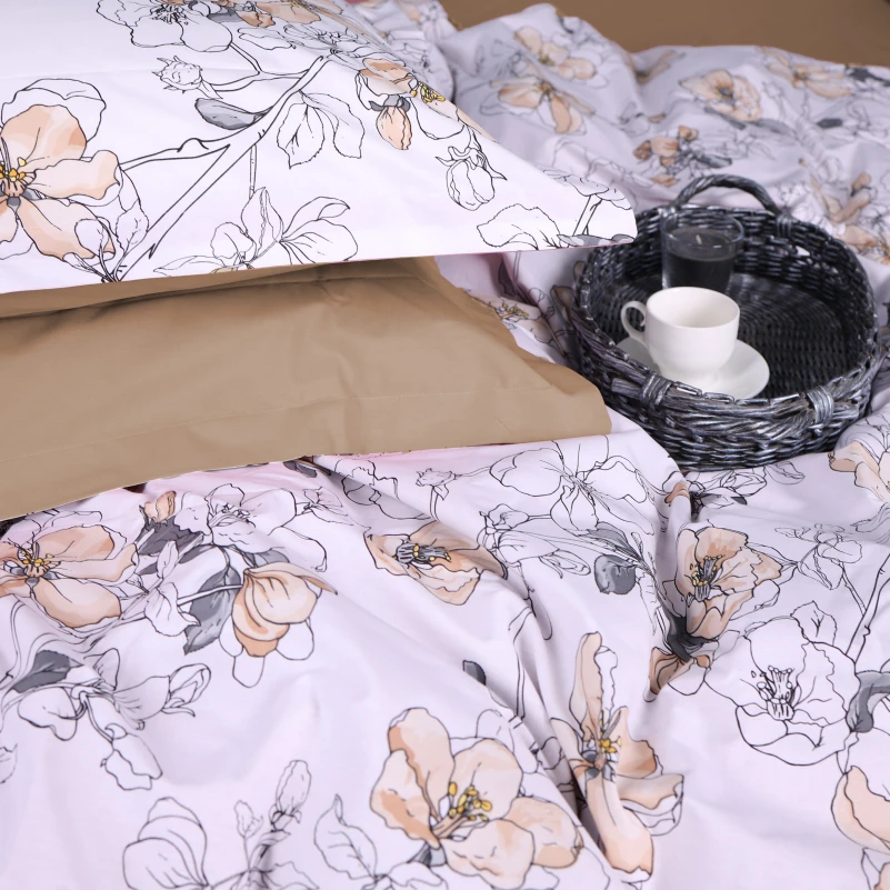 Комплект постільної білизни Поплін 00-2 "Beige Flowers" - 7