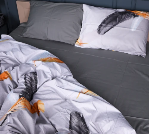 Простынь Сатин 22-1381 Black and Feathered