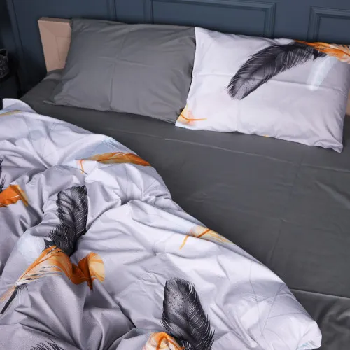 Простирадло Сатин 22-1381 Black and Feathered