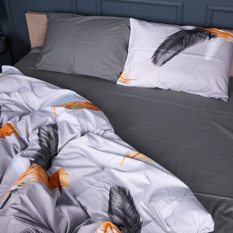 Наволочка Сатин 22-1381 Black and Feathered - 3