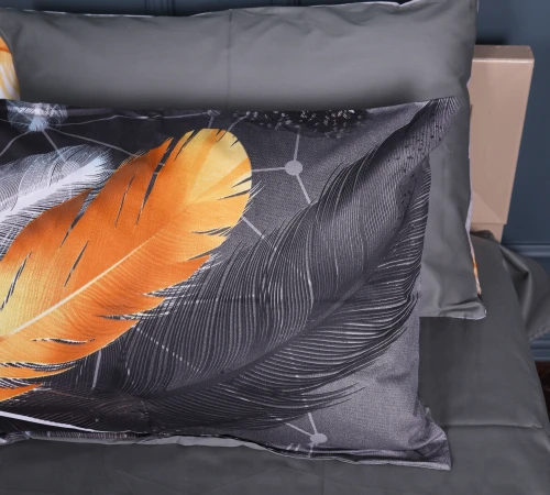 Наволочка Сатин 22-1381 Black and Feathered