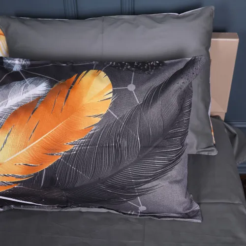 Наволочка Сатин 22-1381 Black and Feathered