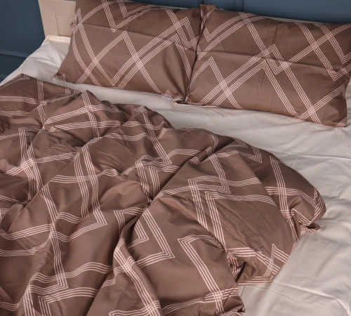 Простирадло Сатин 22-1413 Brown Geometry - 2