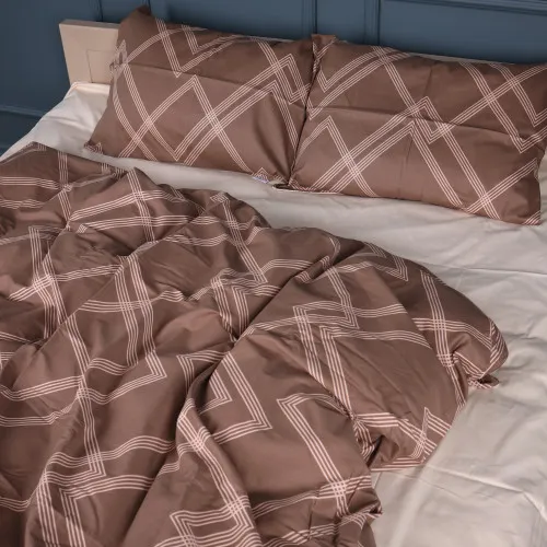 Простирадло Сатин 22-1413 Brown Geometry - 2