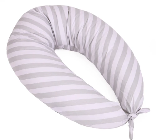 Подушка для вагітних та годування №5019 Color Line 17-0600 Stripe White Gray EcoSilk бязь