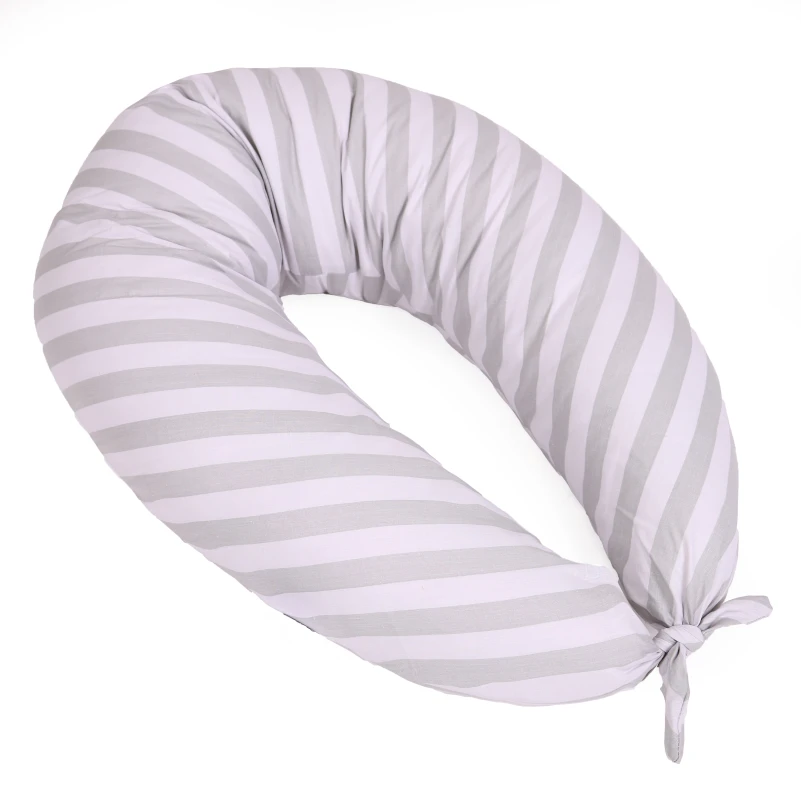 Подушка для беременных и кормления №5019 Color Line 17-0600 Stripe White Gray EcoSilk бязь
