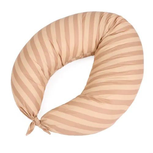 Подушка для вагітних та годування №5020 Color Line 17-0602 Stripe Creamy EcoSilk бязь