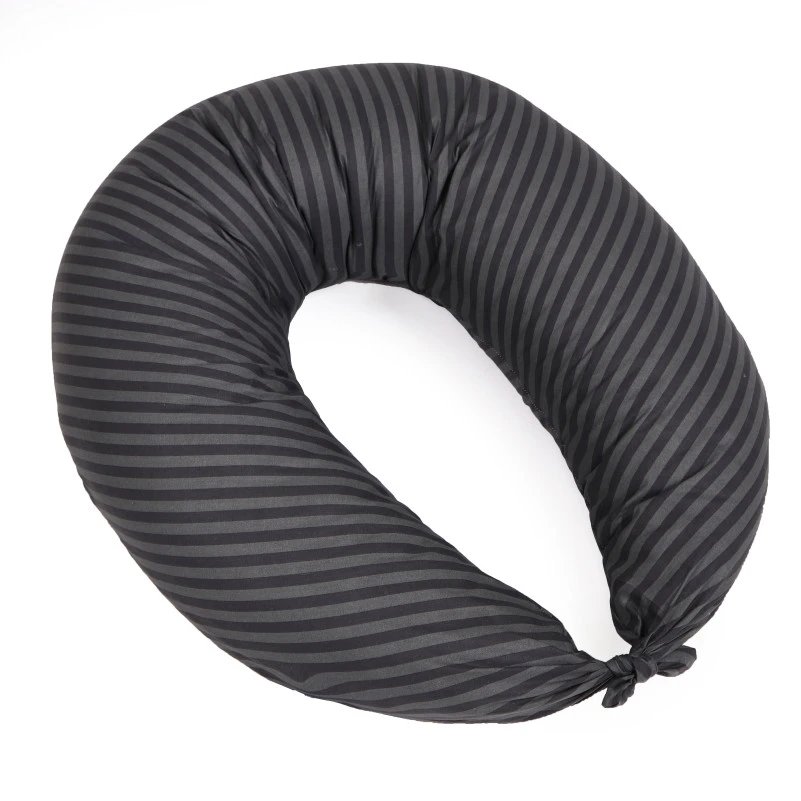 Подушка для вагітних та годування №5017 Color Line 17-0611 Stripe Black EcoSilk бязь