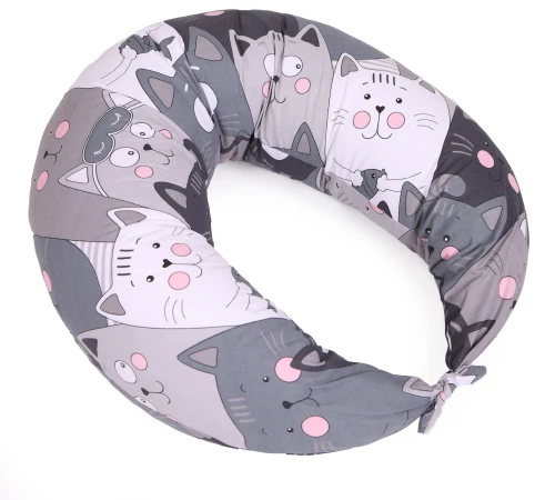 Подушка для вагітних та годування №5025 Color Line 17-0635 Кіт Батон Сірий EcoSilk бязь