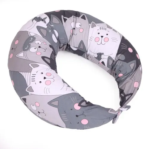 Подушка для беременных и кормления №5025 Color Line 17-0635 Кот Батон Серый EcoSilk бязь