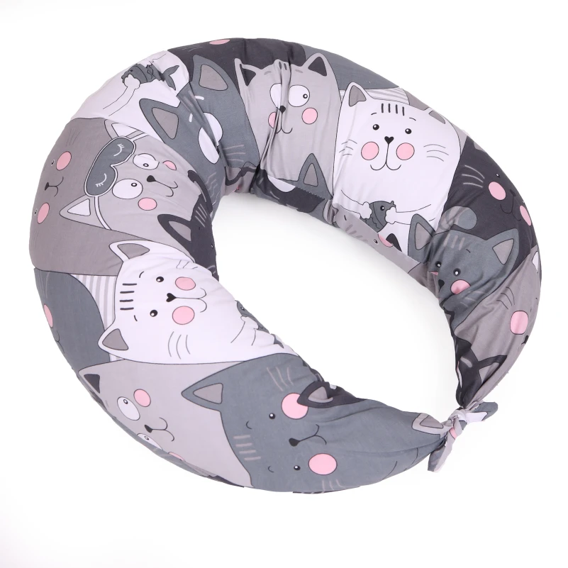 Подушка для вагітних та годування №5025 Color Line 17-0635 Кіт Батон Сірий EcoSilk бязь