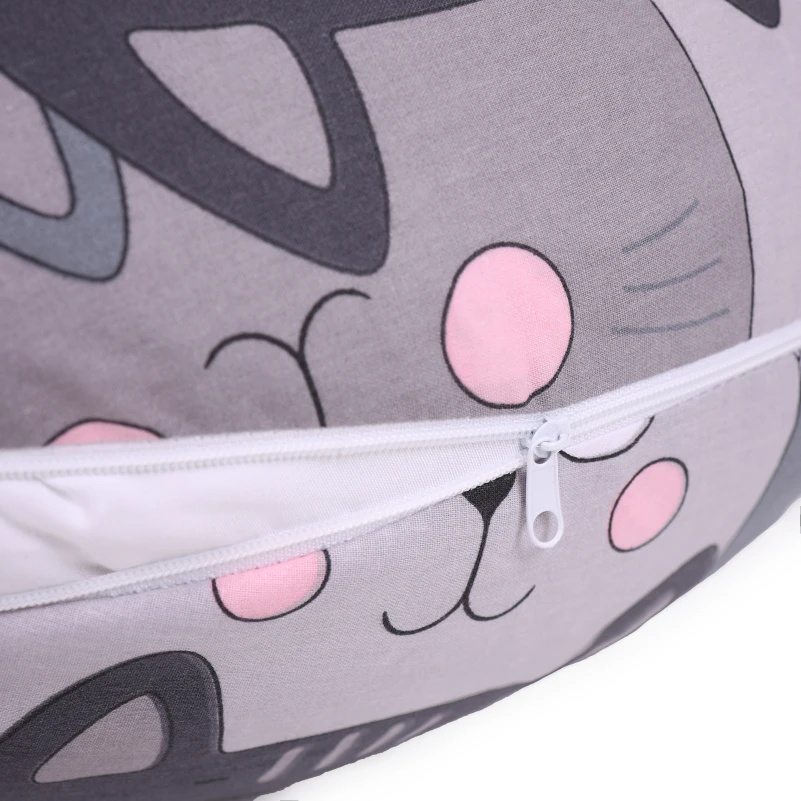 Подушка для вагітних та годування №5025 Color Line 17-0635 Кіт Батон Сірий EcoSilk бязь - 6