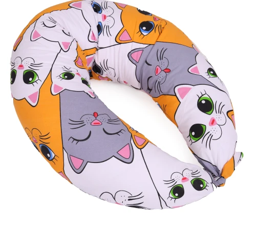Подушка для вагітних та годування №5027 Color Line 17-0636 Кіт батон Помаранчевий EcoSilk бязь