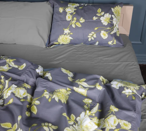 Наволочка Сатин 22-1387 Gray Flowers - 2