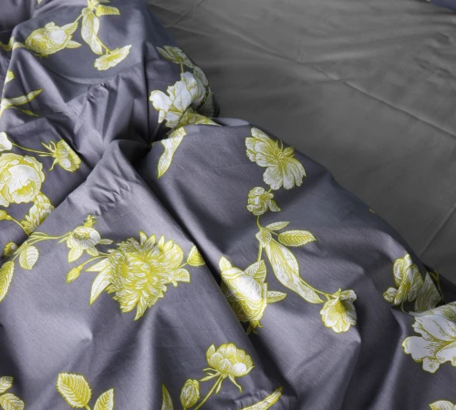 Простынь Сатин 22-1387 Gray Flowers - 2