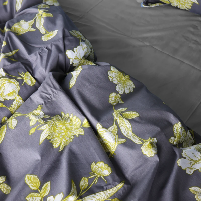 Комплект постельного белья Сатин 22-1387 Gray Flowers - 2
