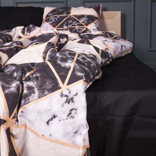 Простирадло Бязь 17-0693 Marbe Black Blocks