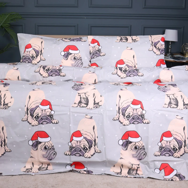Комплект постельного белья MirSon Ranforce Elite 17-0599 New Year's pug Grey