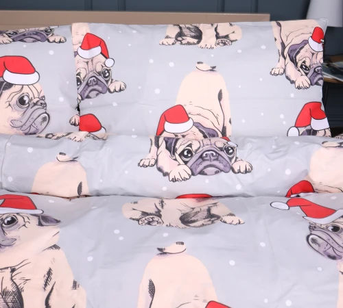 Комплект постельного белья MirSon Ranforce Elite 17-0599 New Year's pug Grey - 2
