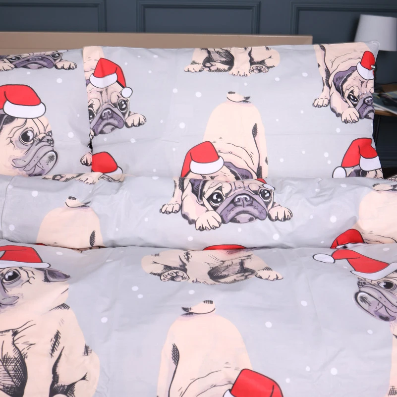 Комплект постельного белья MirSon Ranforce Elite 17-0599 New Year's pug Grey - 1