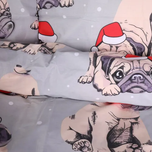 Пододеяльник MirSon Ranforce Elite 17-0599 New Year's pug Grey