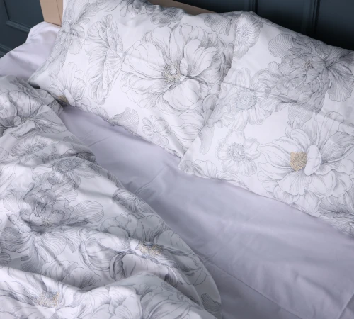 Наволочка Сатин 22-1410 Silver Petals - 2