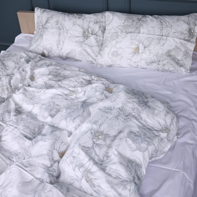 Наволочка Сатин 22-1410 Silver Petals - 3