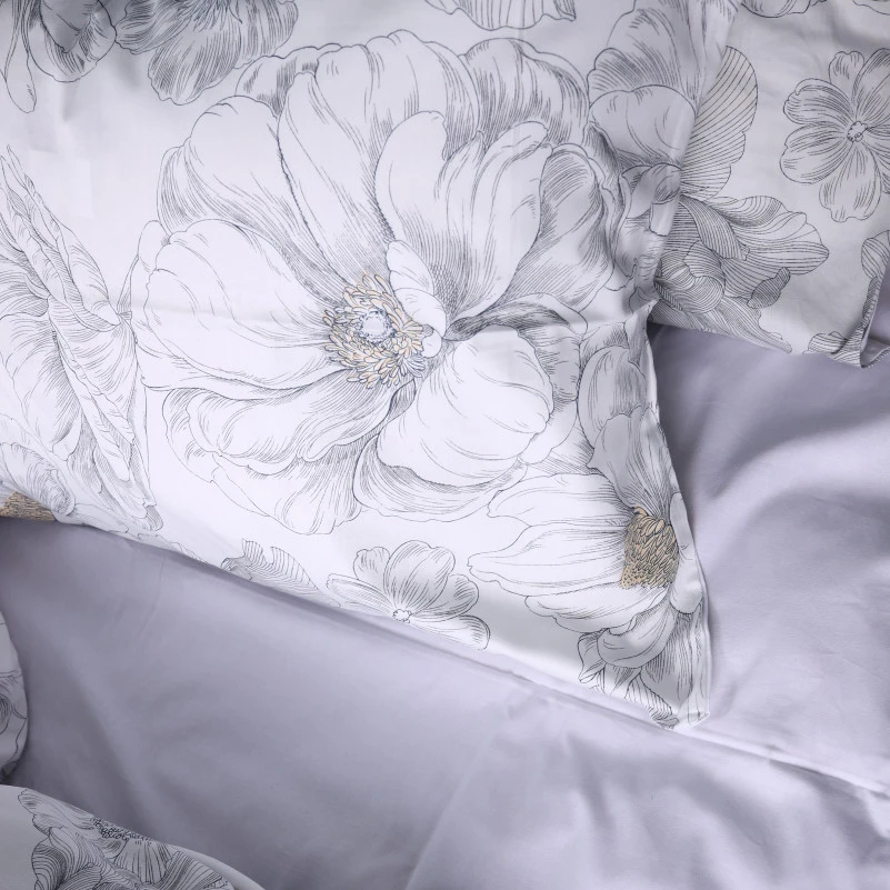 Наволочка Сатин 22-1410 Silver Petals - 4