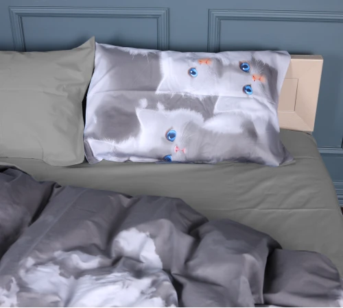 Простынь Сатин Kids Time 22-1402 Silvery Cats - 2