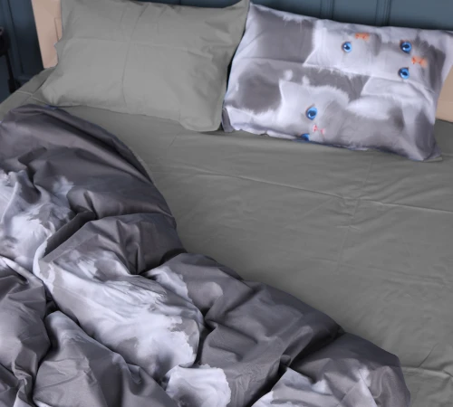 Простынь Сатин Kids Time 22-1402 Silvery Cats