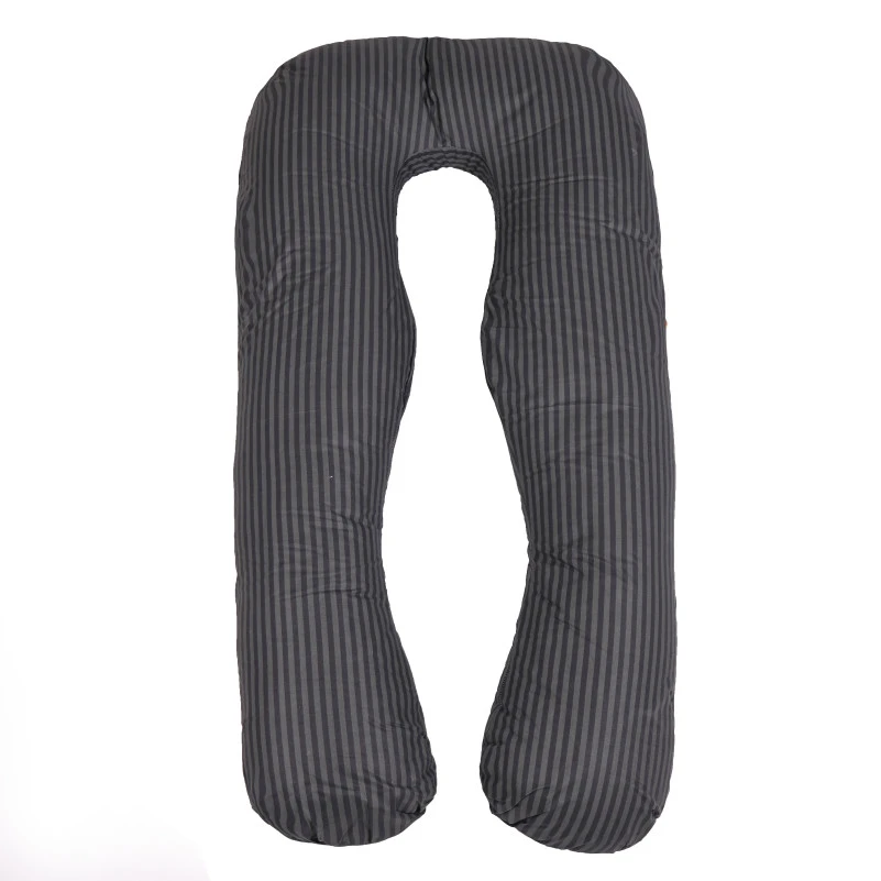 Подушка для беременных и отдыха U-образная №5031 Color Line 17-0611 Stripe Black EcoSilk бязь