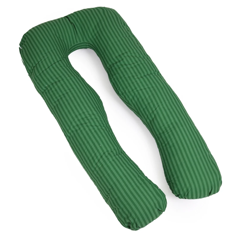 Подушка для беременных и отдыха U-образная №5029 Color Line 17-0612 Stripe Emerald EcoSilk бязь - 5