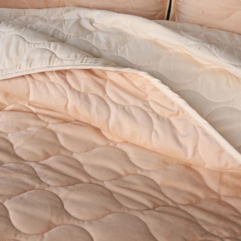 Набір покривало + наволочки 2 шт №5050 Velor charm Beige - 6