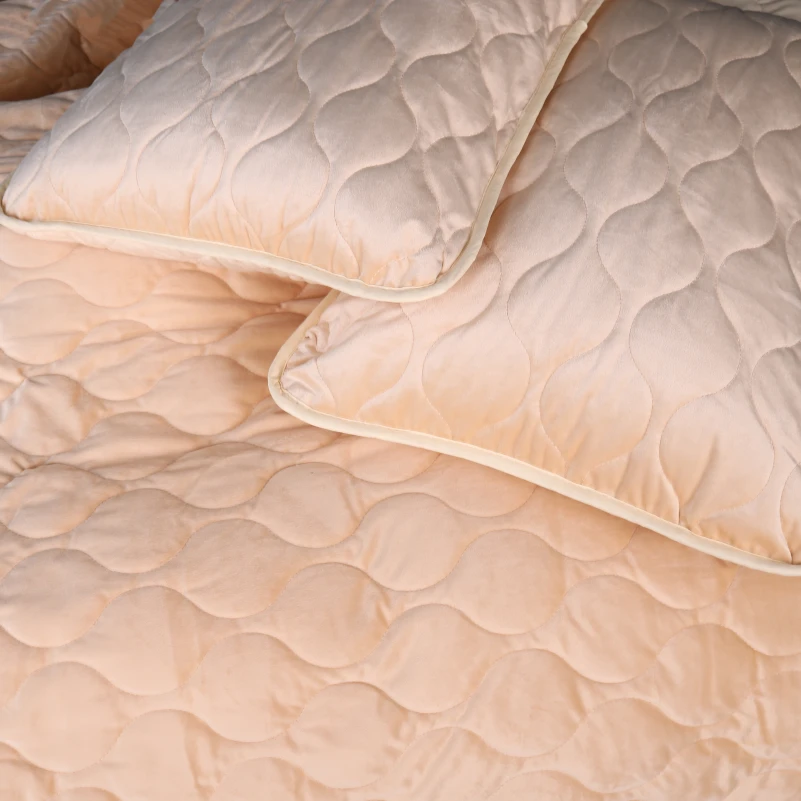 Набір покривало + наволочки 2 шт №5050 Velor charm Beige - 5