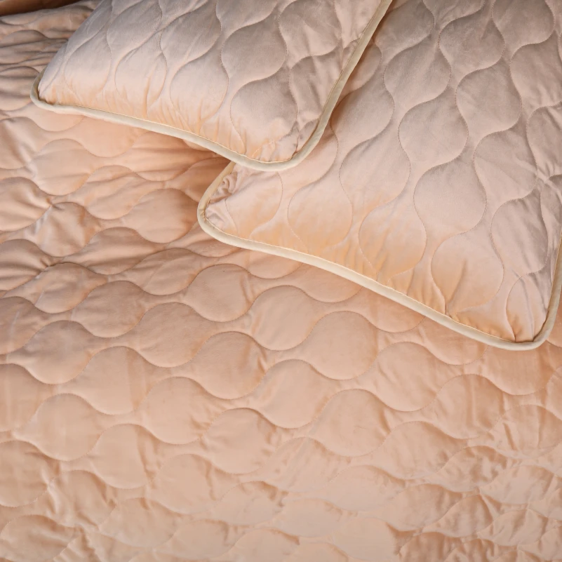 Набір покривало + наволочки 2 шт №5050 Velor charm Beige - 7