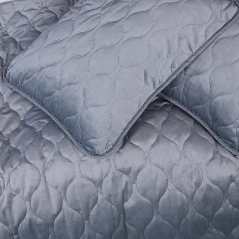 Набір покривало + наволочки 2 шт №5052 Velor charm Dark grey - 6